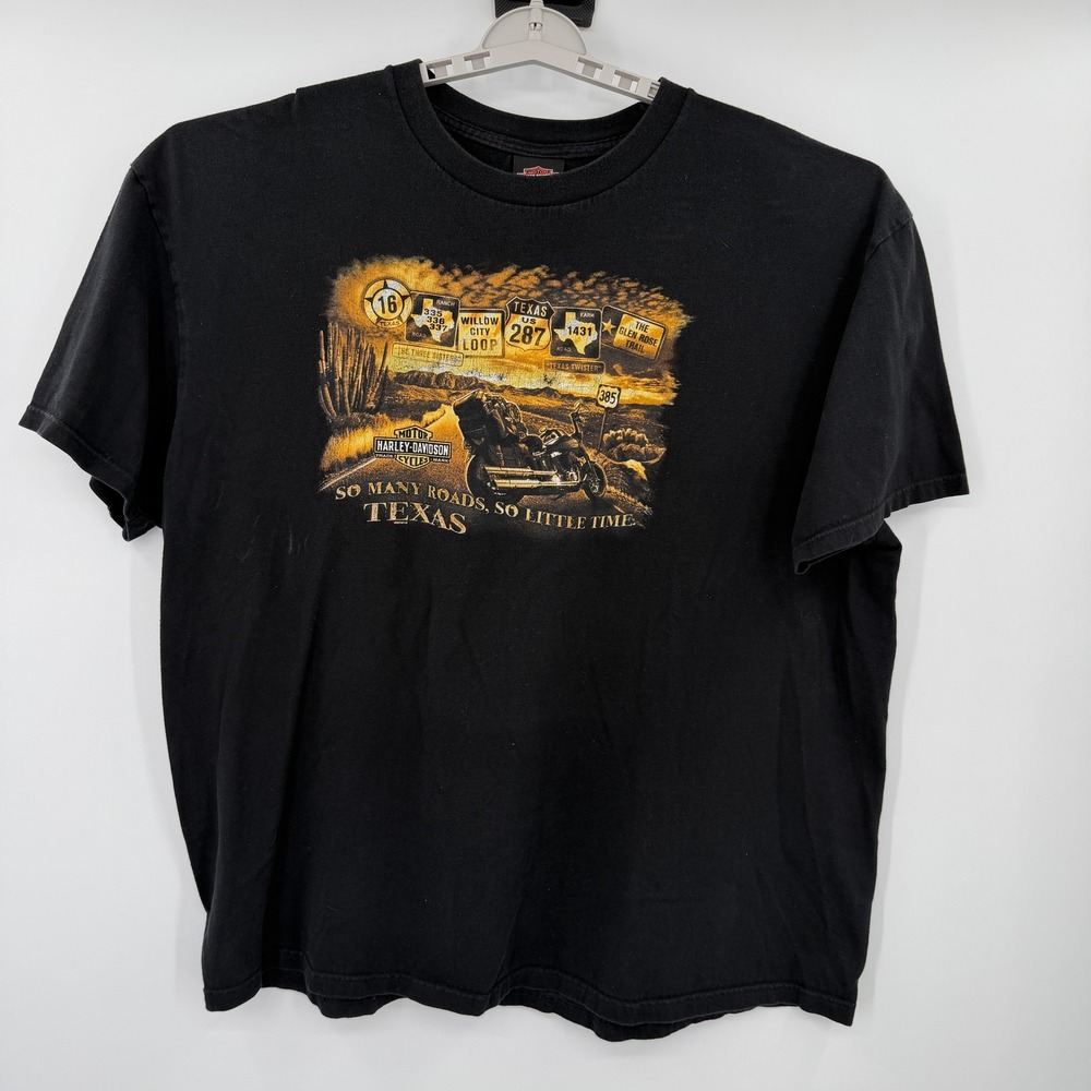 Harley-Davidson Texas Road Trip T-Shirt Black Midland-Odessa TX Mens 2XL 2011